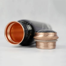 Load image into Gallery viewer, Inside view of Black Printed Copper Water Bottle

